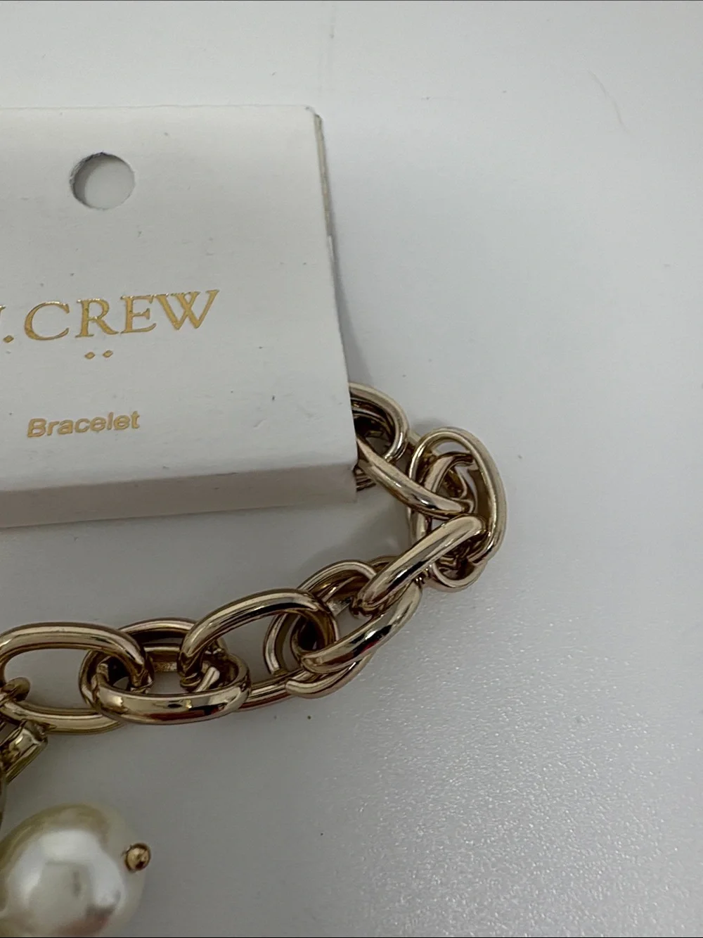 J. Crew Gold-Tone Chain Bracelet with Pearl Charms